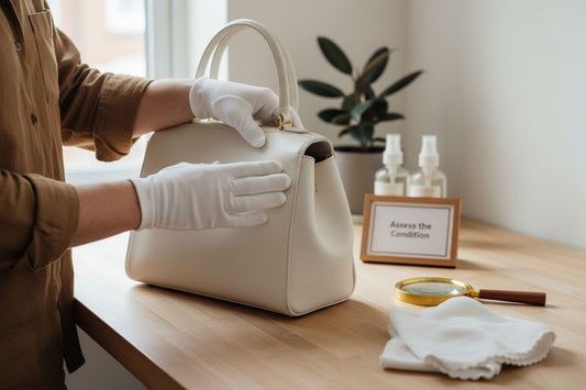 clean white leather purse