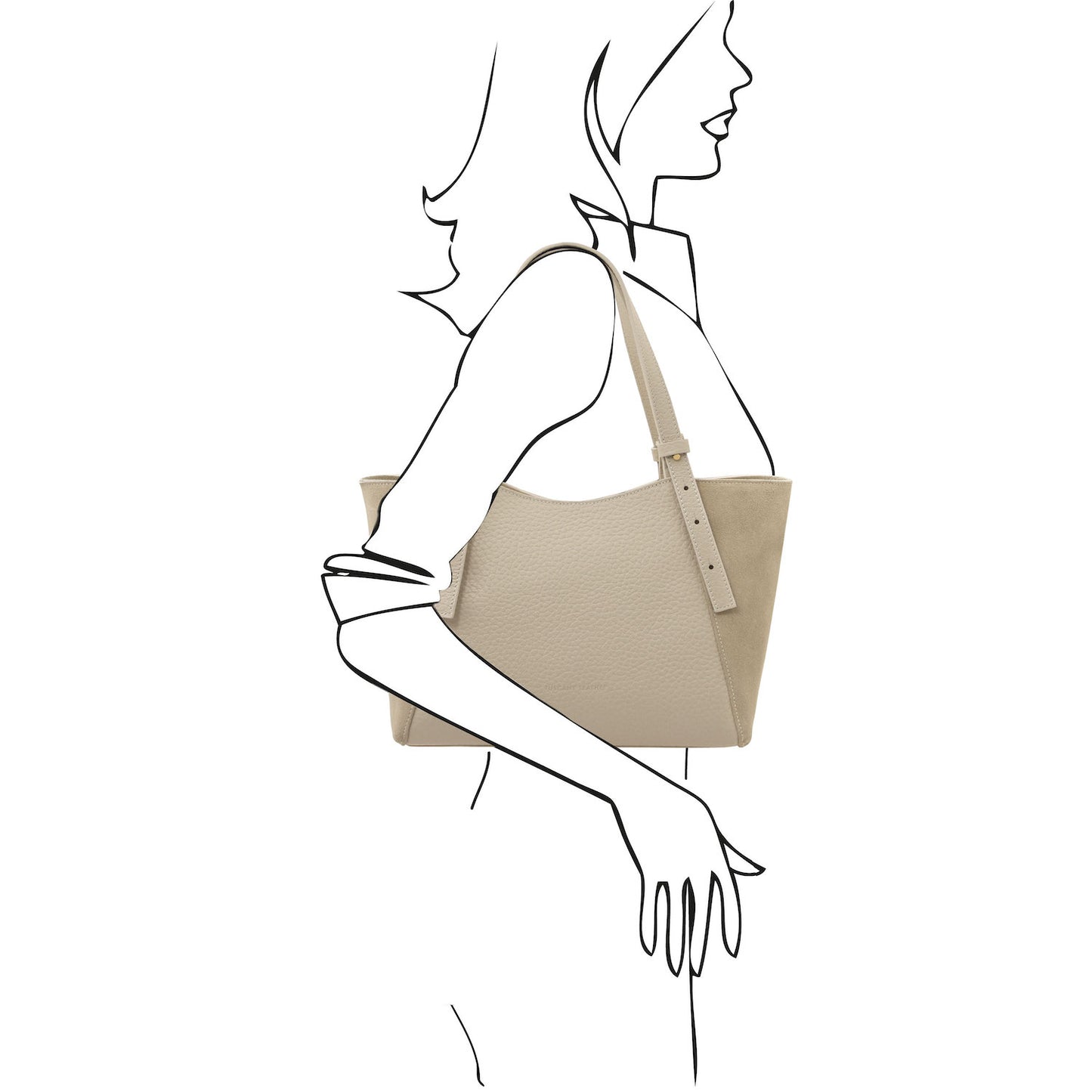 Libra - Long handle suede & leather tote bag | TL142508