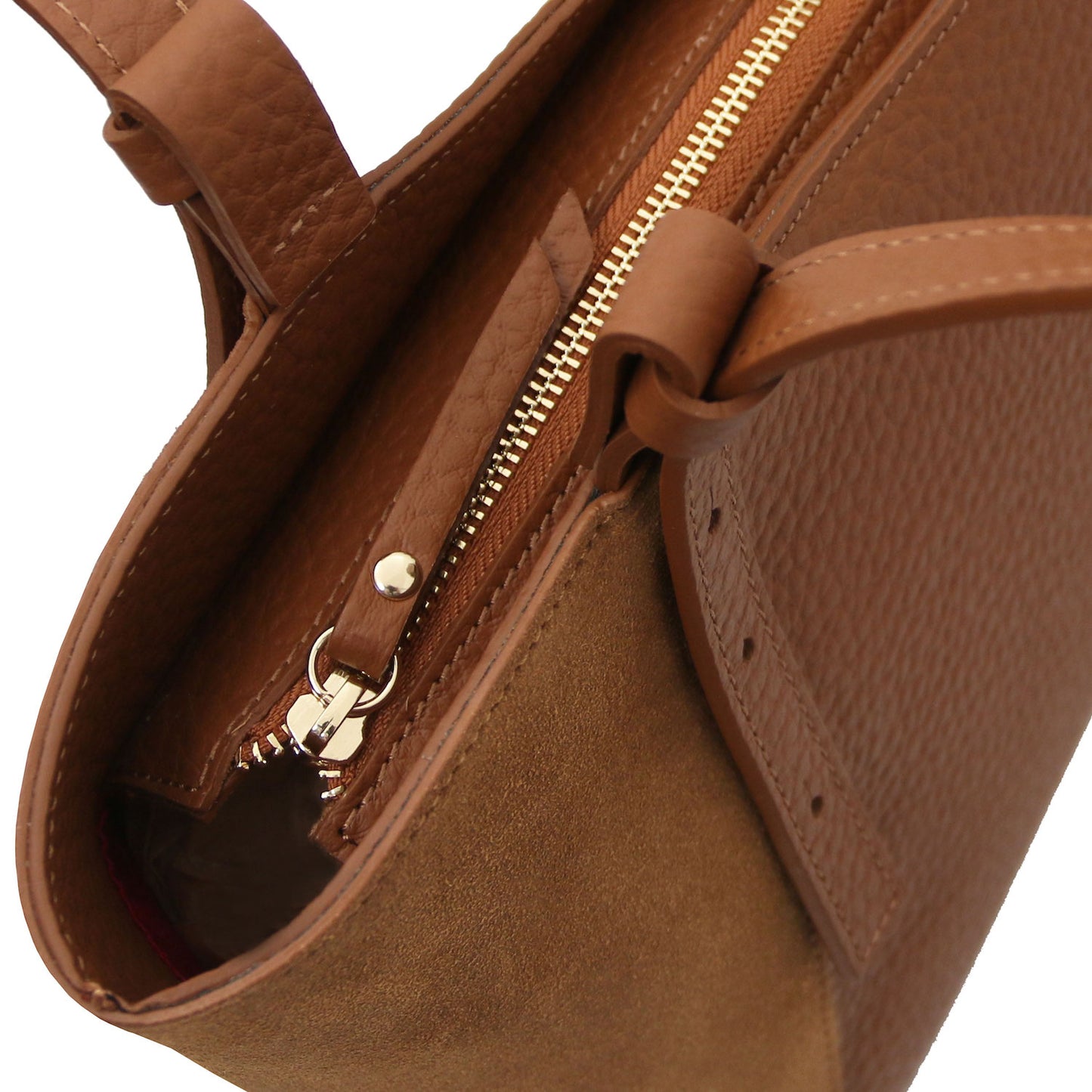 Libra - Long handle suede & leather tote bag | TL142508