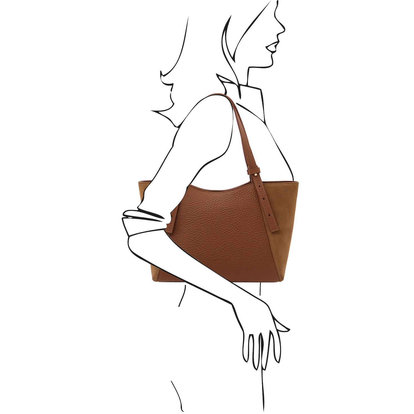 Libra - Long handle suede & leather tote bag | TL142508