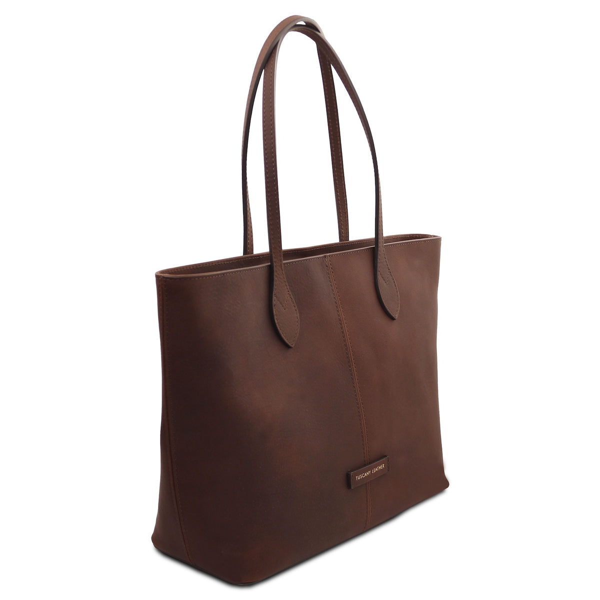 Essenza - Long handle leather tote bag