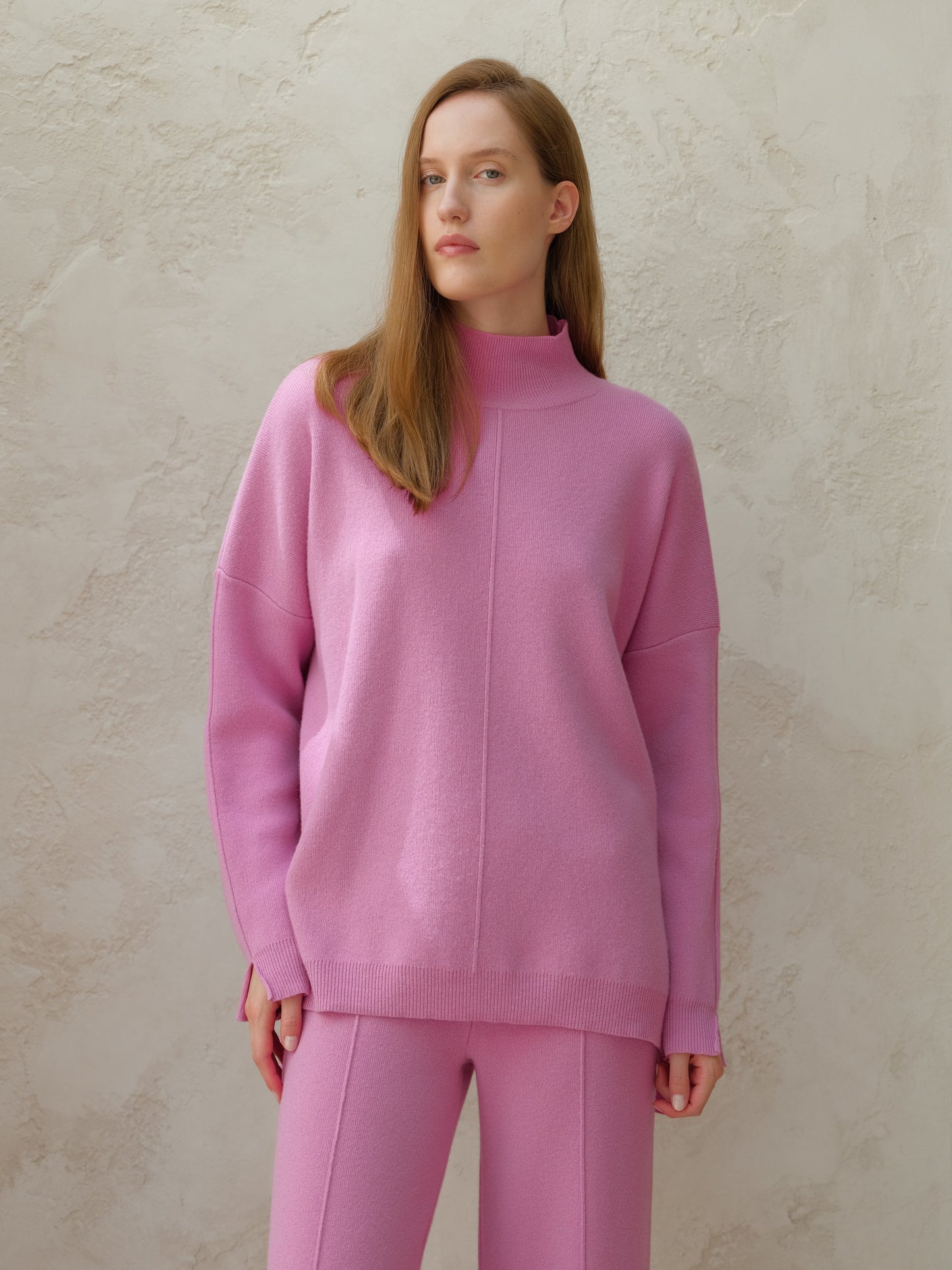Wool & Cashmere Mix Solid Maxi Turtleneck Sweater