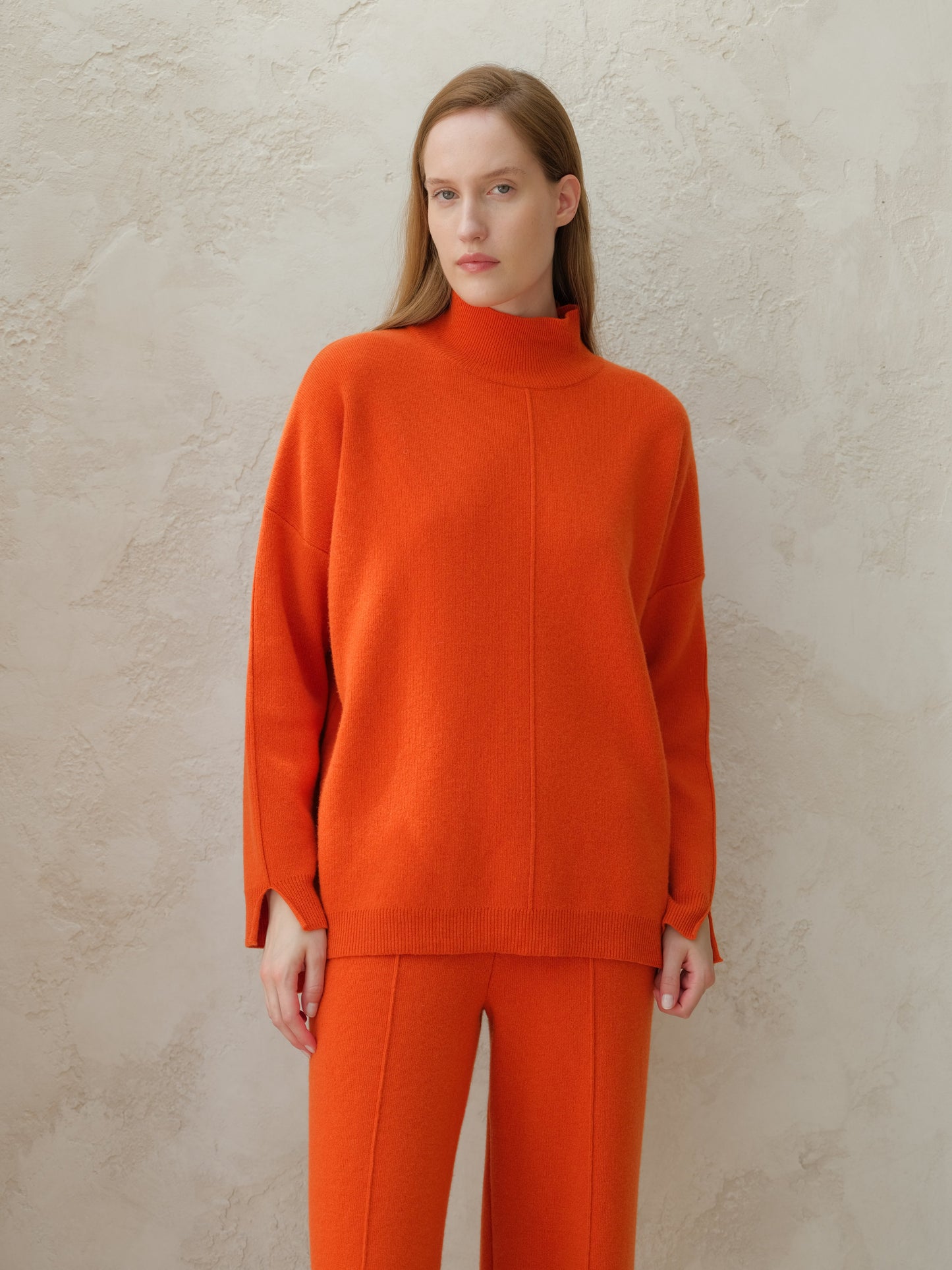 Wool & Cashmere Mix Solid Maxi Turtleneck Sweater