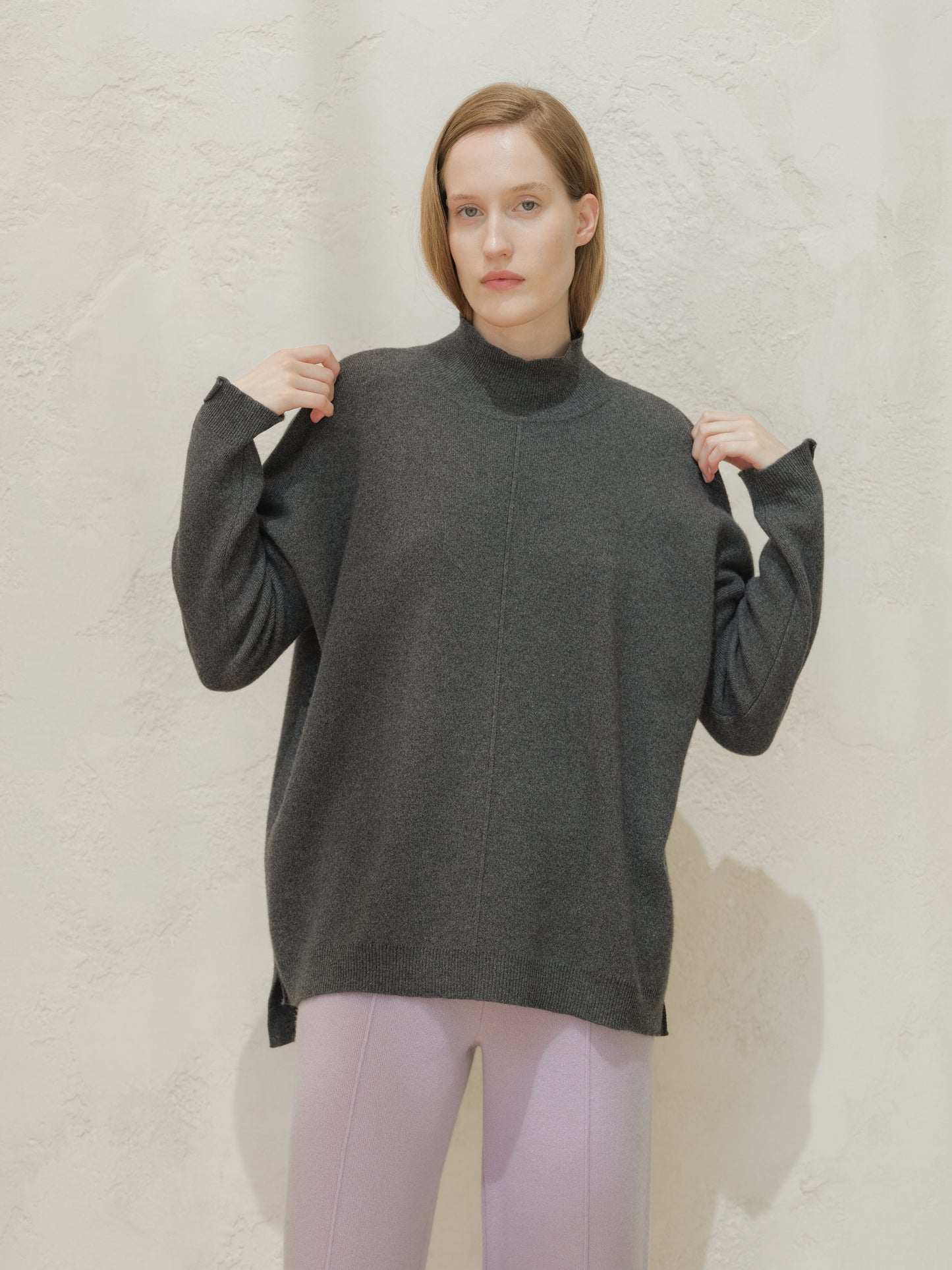 Wool & Cashmere Mix Solid Maxi Turtleneck Sweater