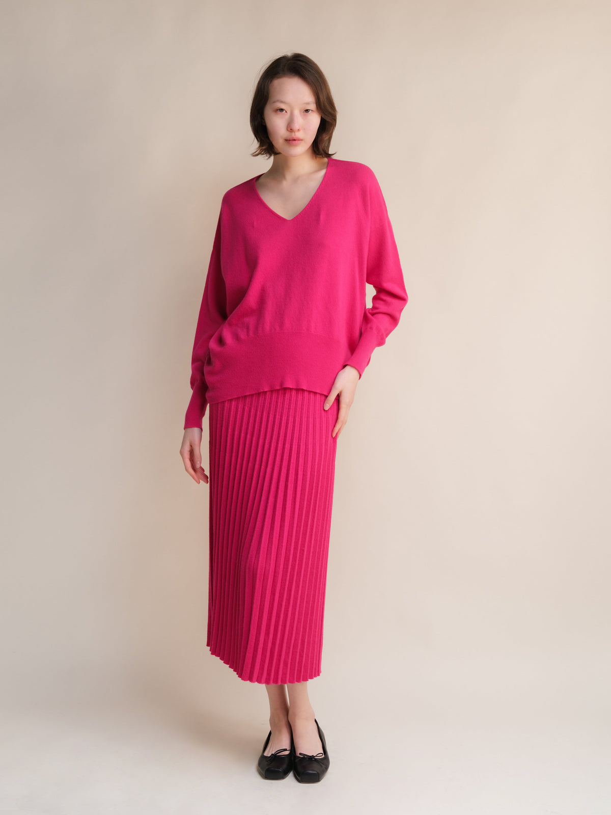 Wool & Cashmere Mix Maxi V-Neck Sweater