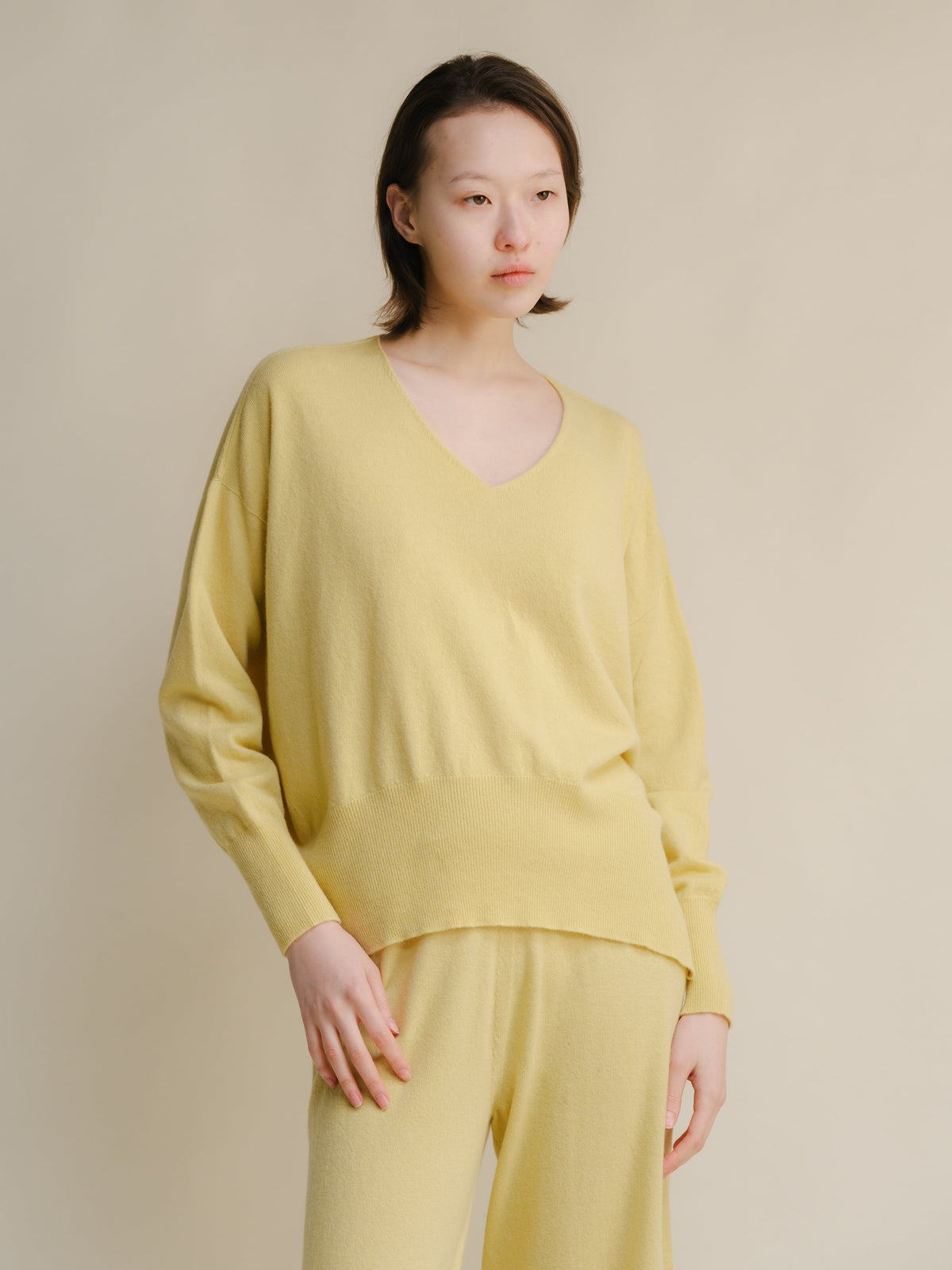 Wool & Cashmere Mix Maxi V-Neck Sweater