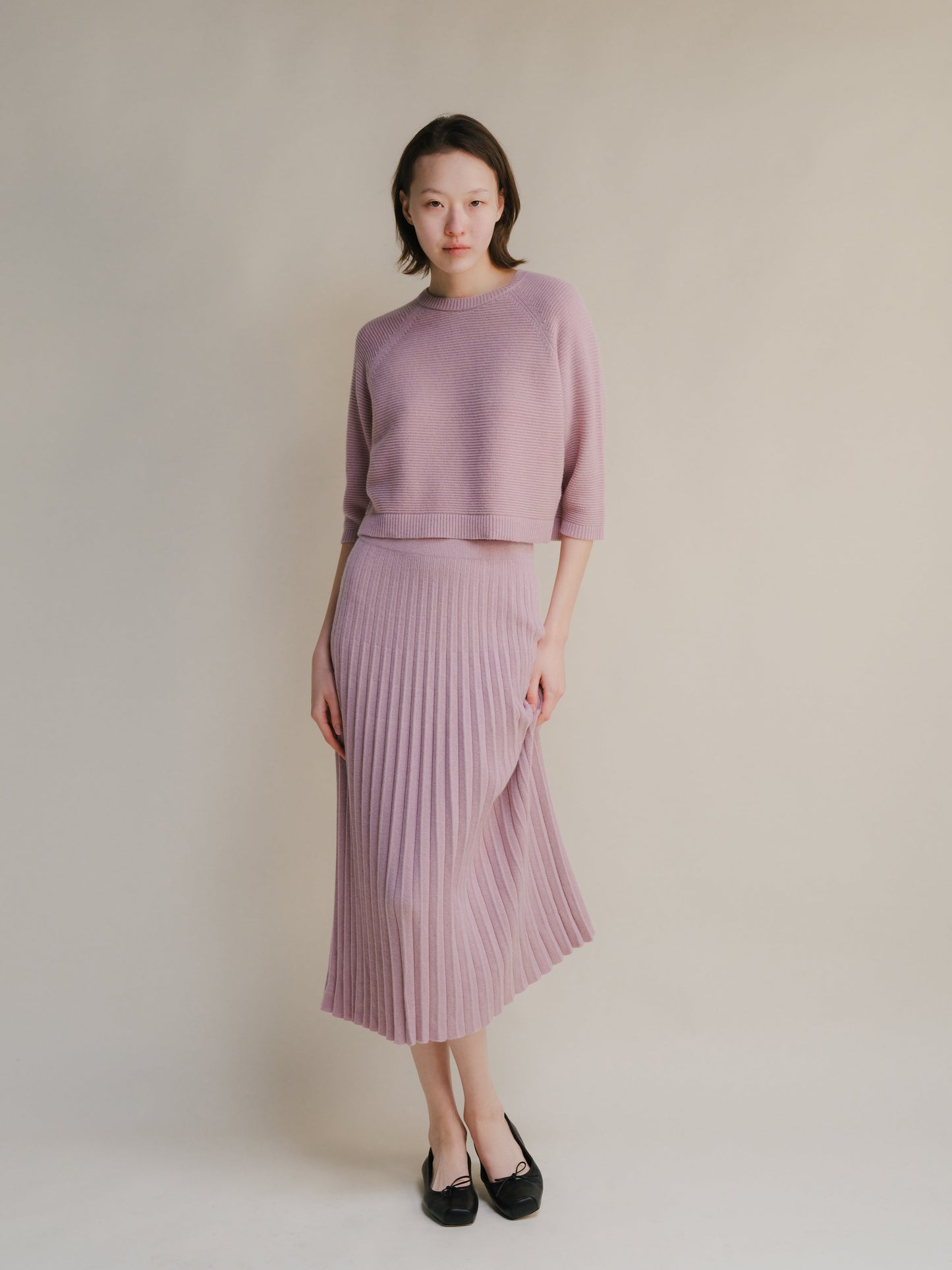 Cashmere Mix Pleated Skirt (3D-Knit)