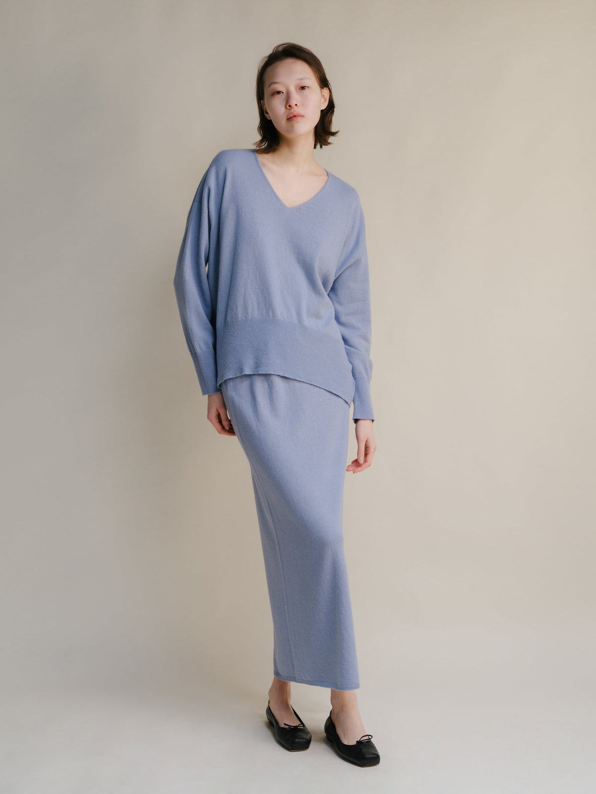 Wool & Cashmere Mix Maxi V-Neck Sweater