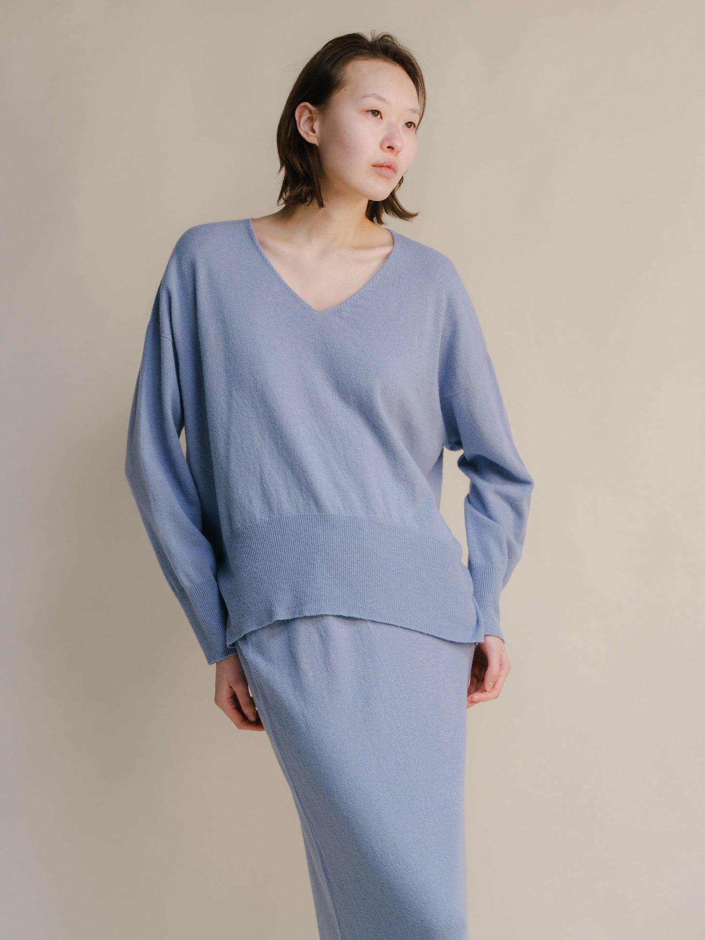 Wool & Cashmere Mix Maxi V-Neck Sweater