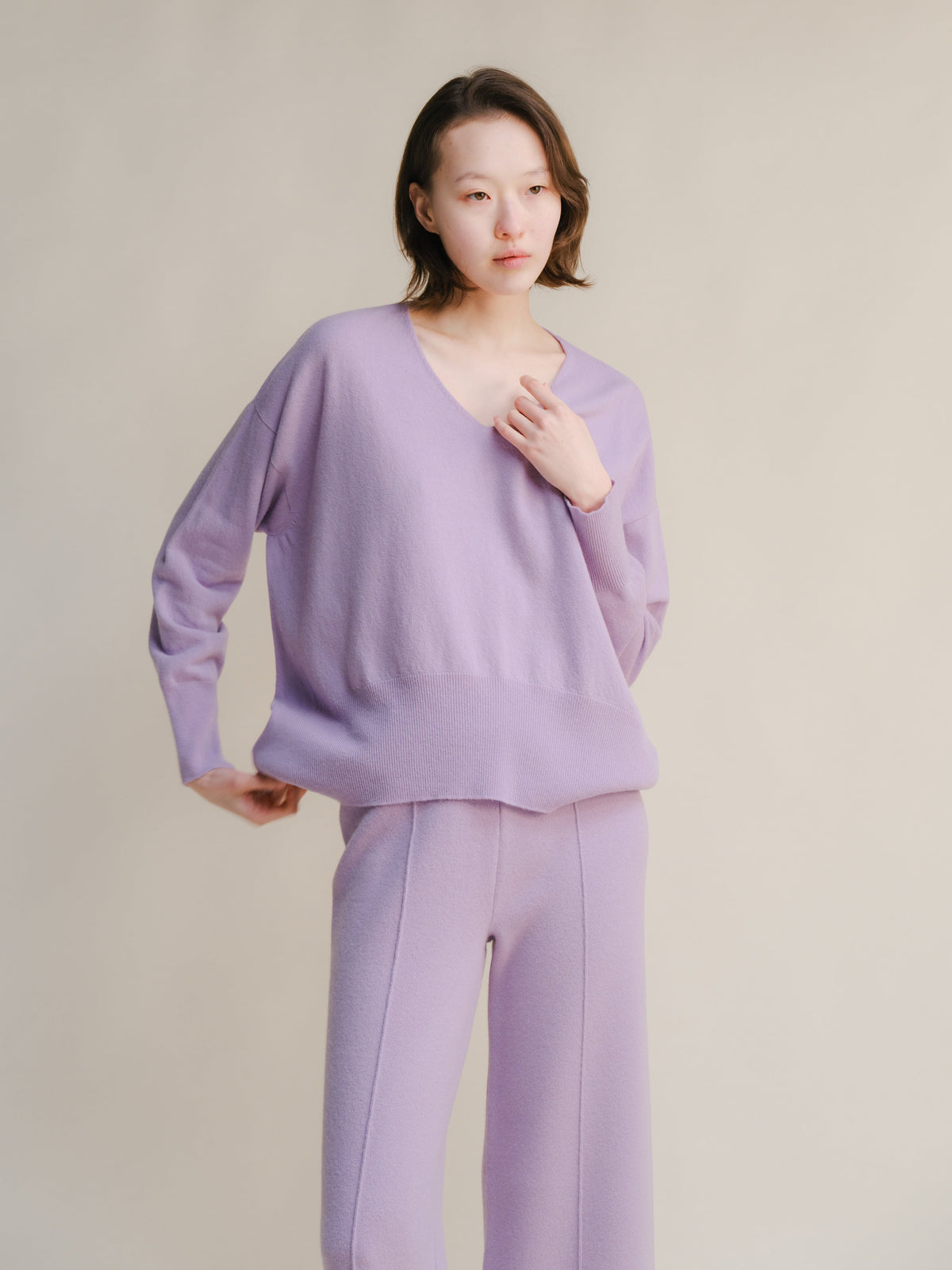 Wool & Cashmere Mix Maxi V-Neck Sweater