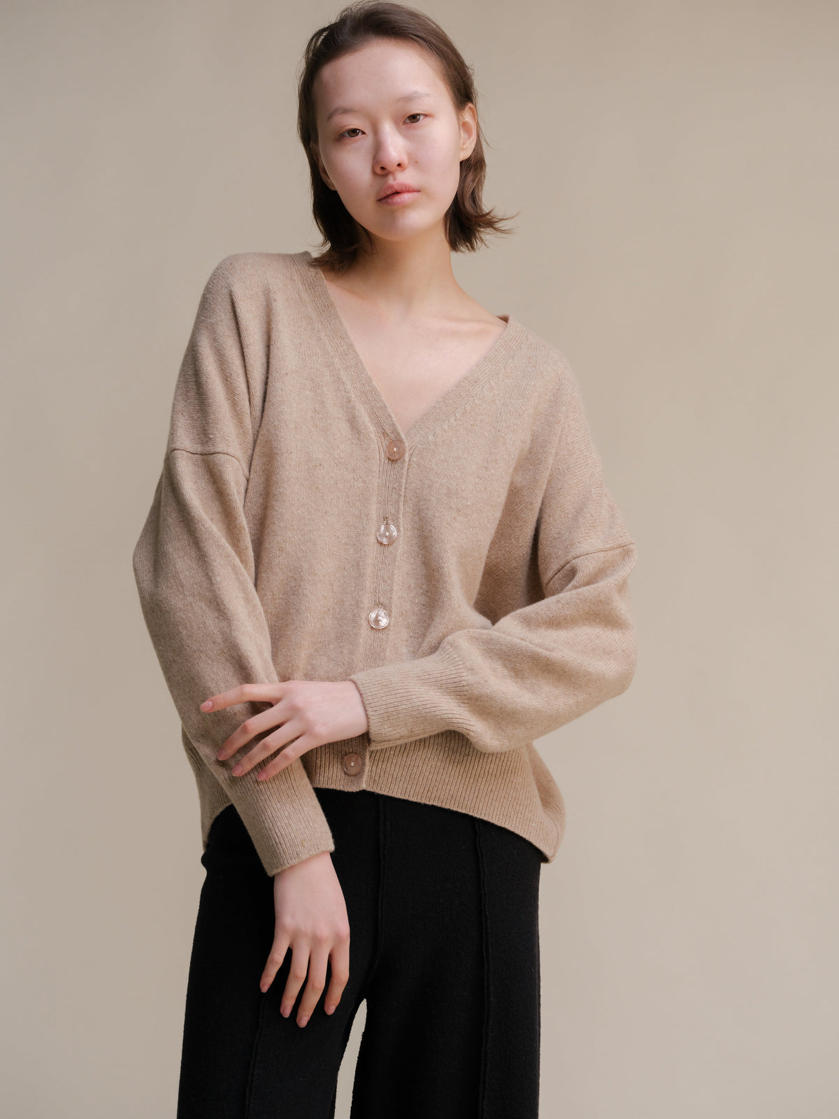 Oversized Tweed Cardigan - Wool Blend