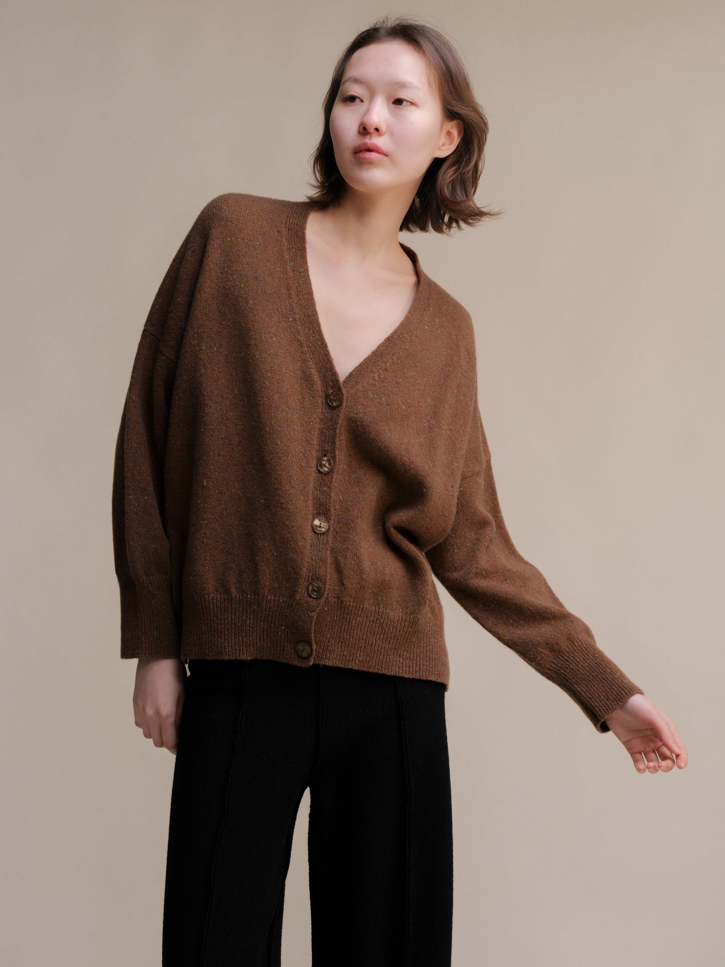 Oversized Tweed Cardigan - Wool Blend