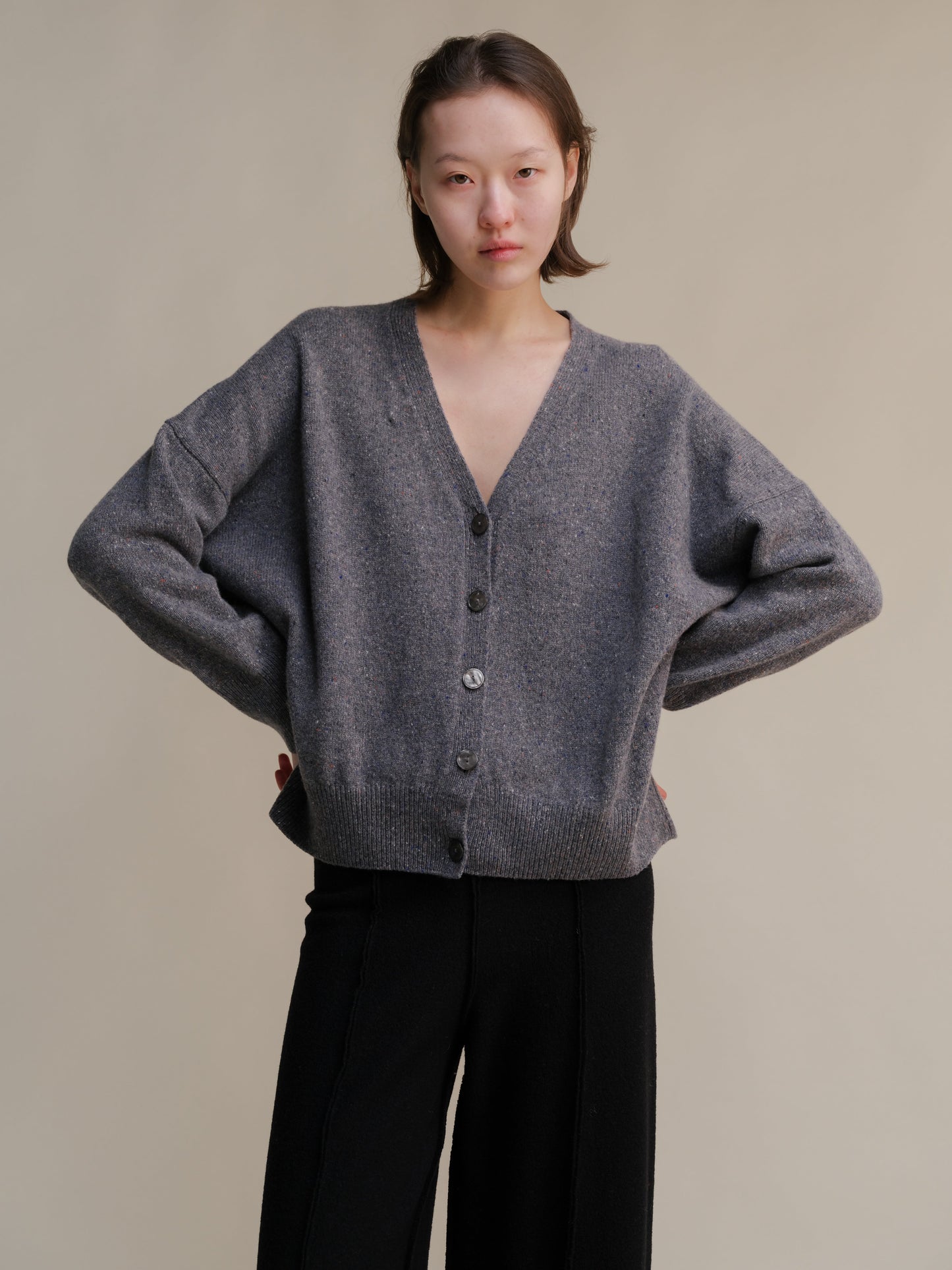 Oversized Tweed Cardigan - Wool Blend