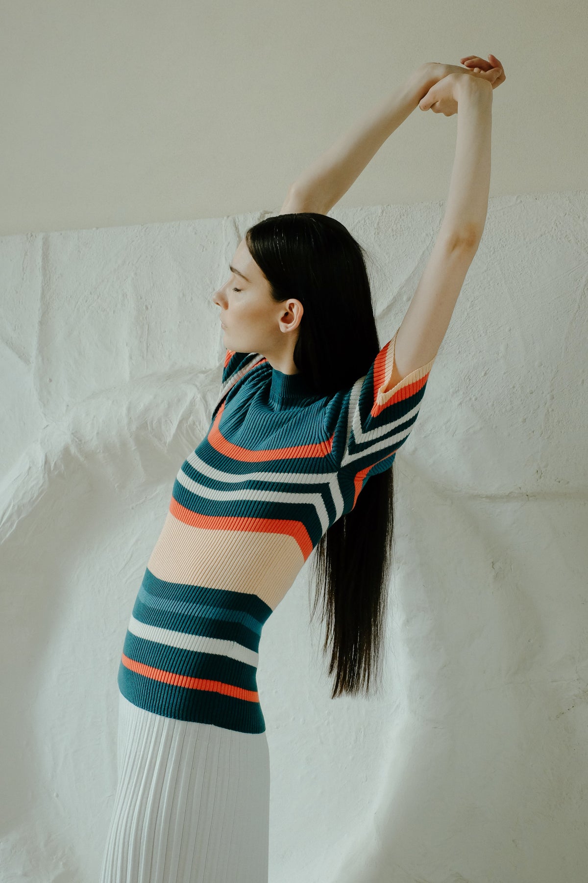 Pima Cotton Stripes Ribbed T-Shirt