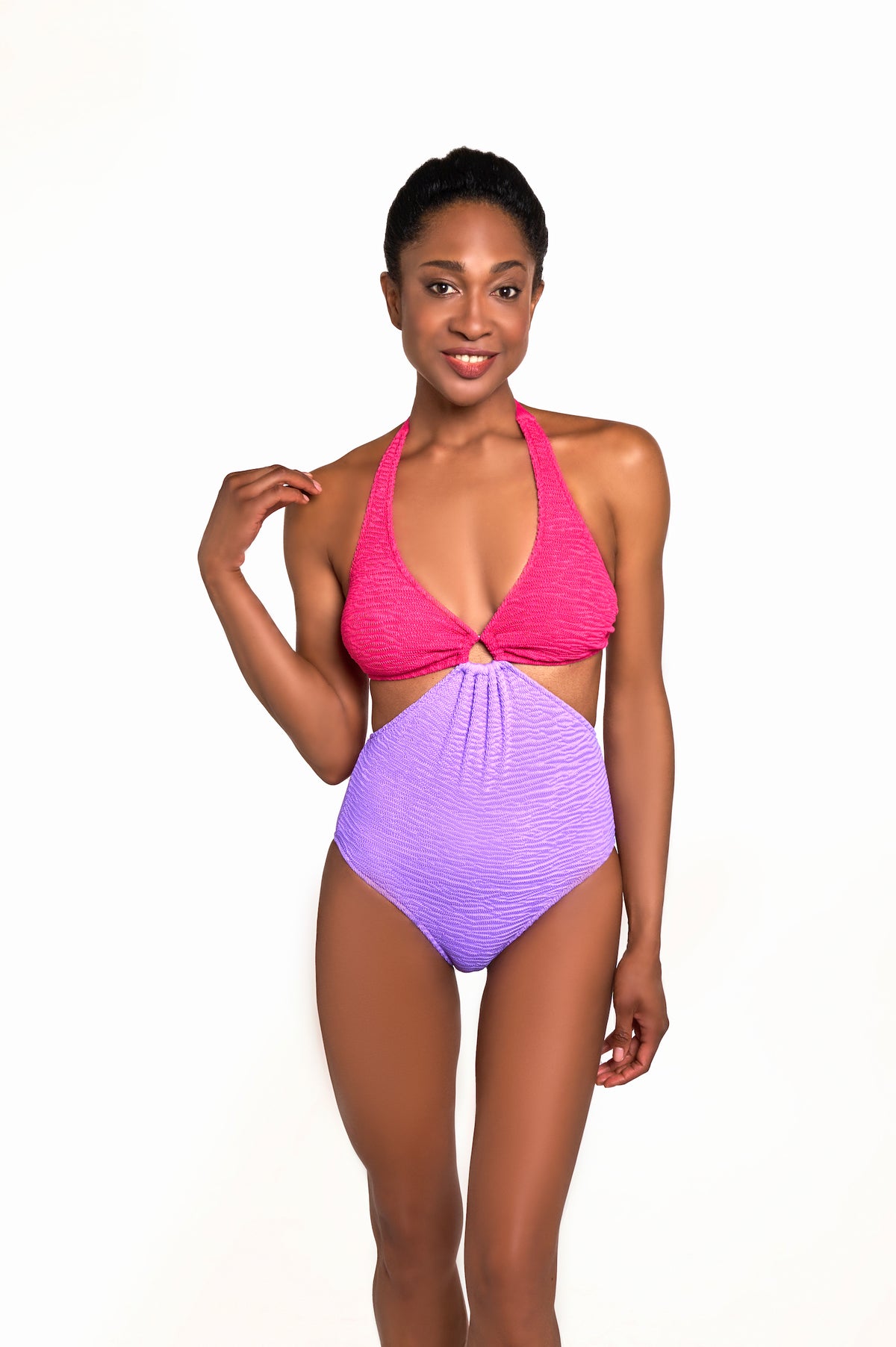 Maillot de bain une pièce Luna en tissu gaufré à dos-nu