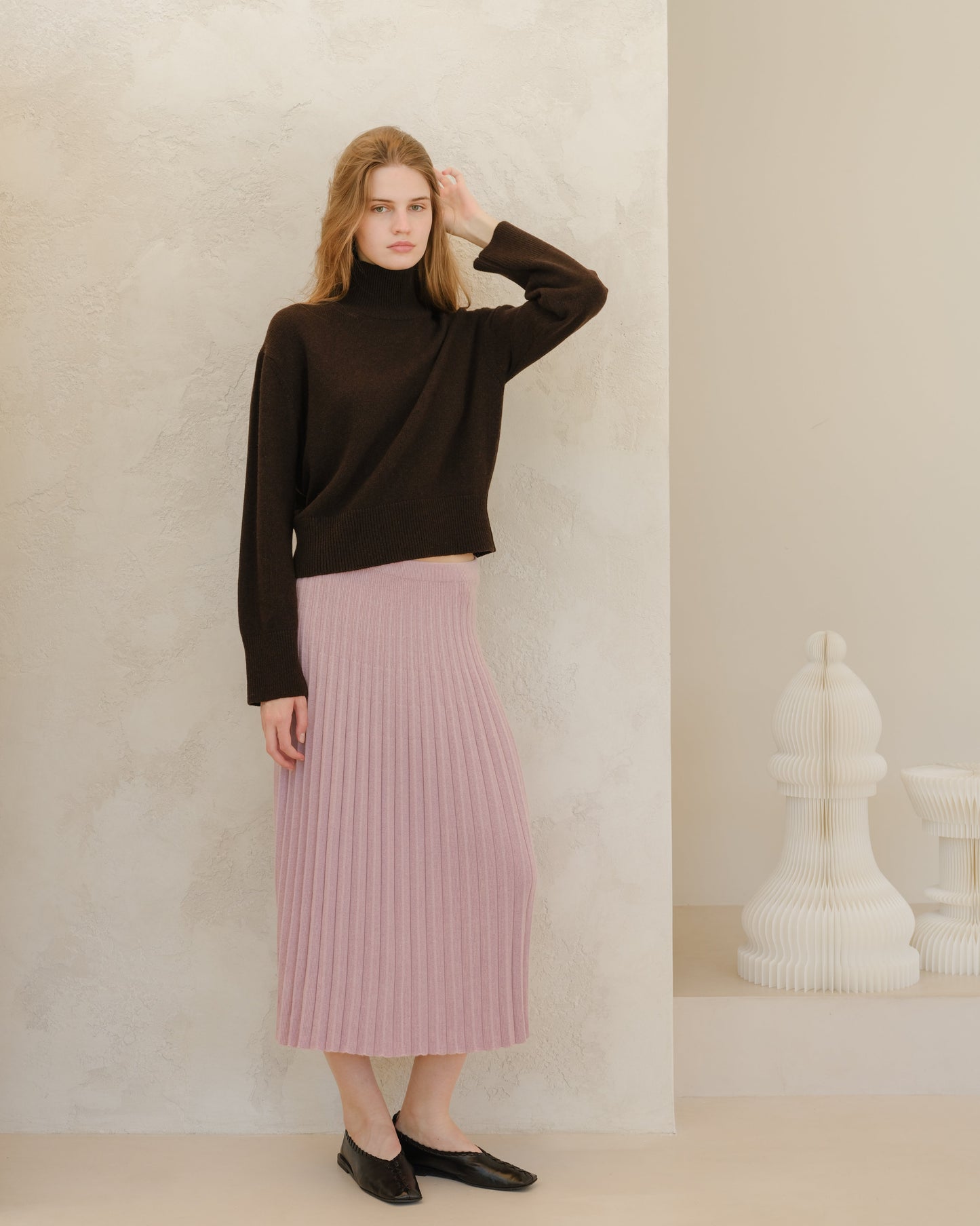 Cashmere Mix Pleated Skirt (3D-Knit)