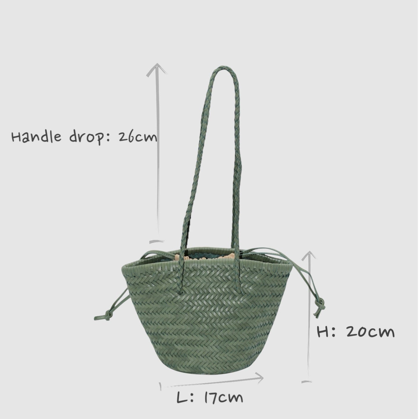Carmel - Hand Woven Full-Grain Leather Bucket Bag Rosemary