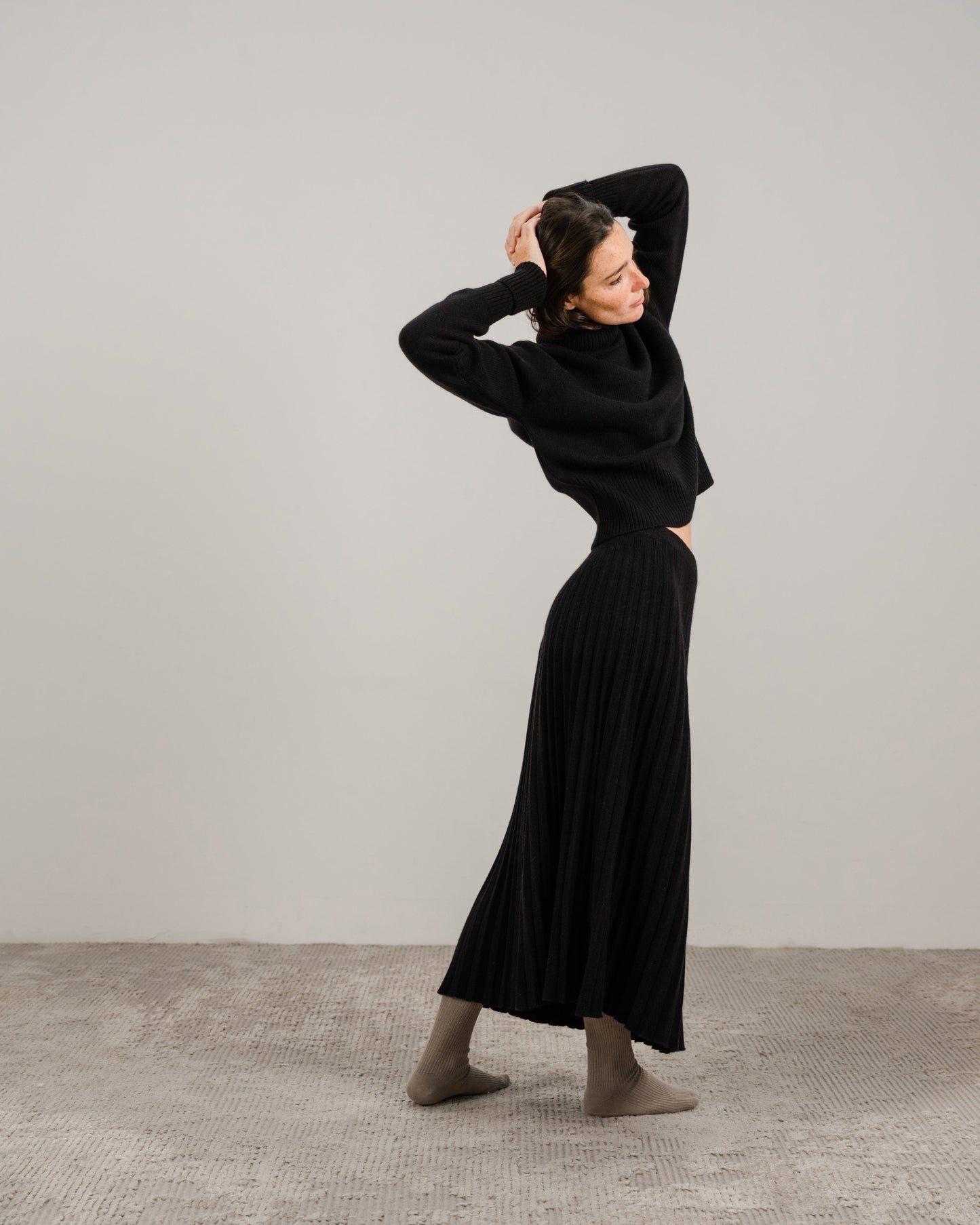 Cashmere Mix Pleated Skirt (3D-Knit)