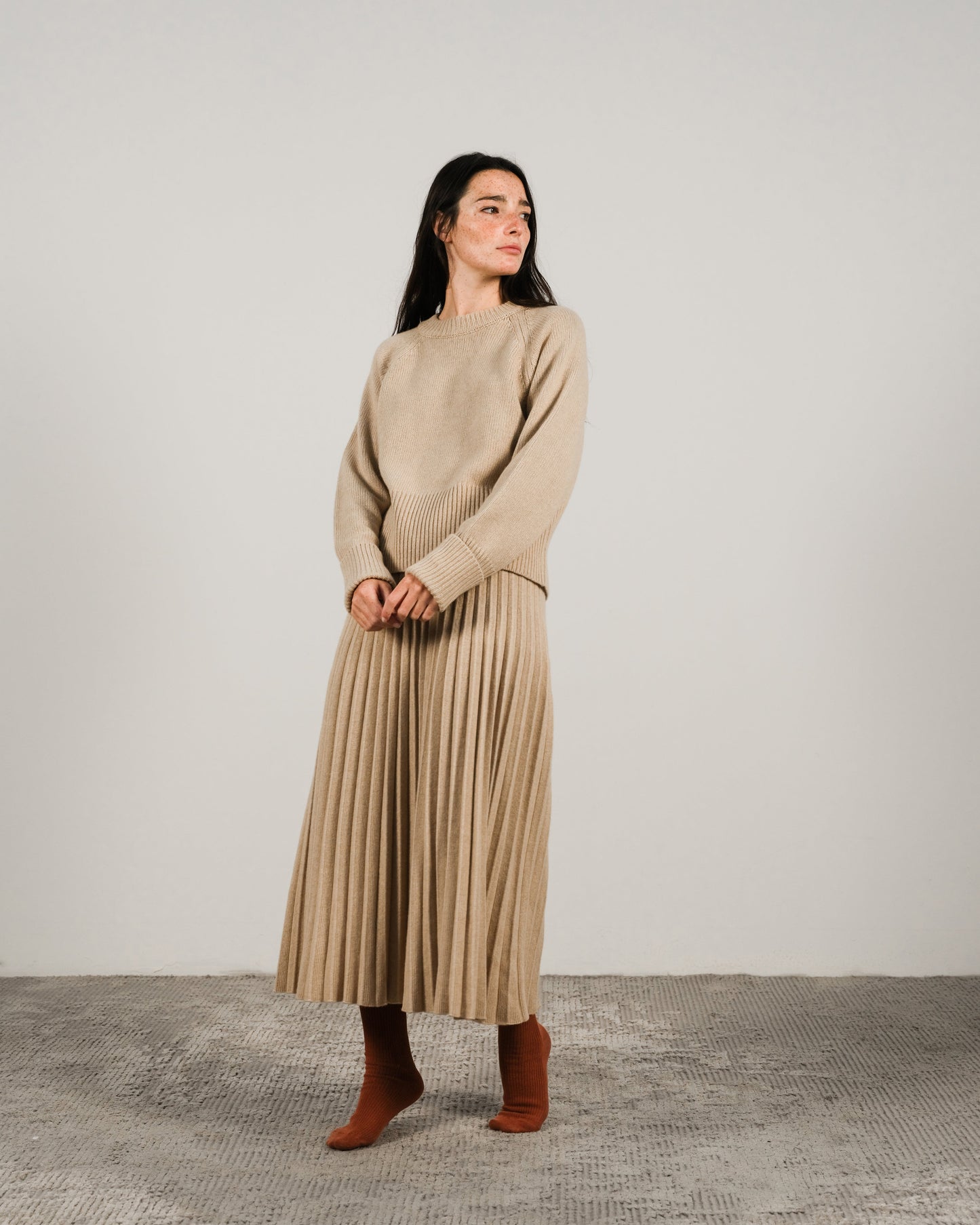 Cashmere Mix Pleated Skirt (3D-Knit)