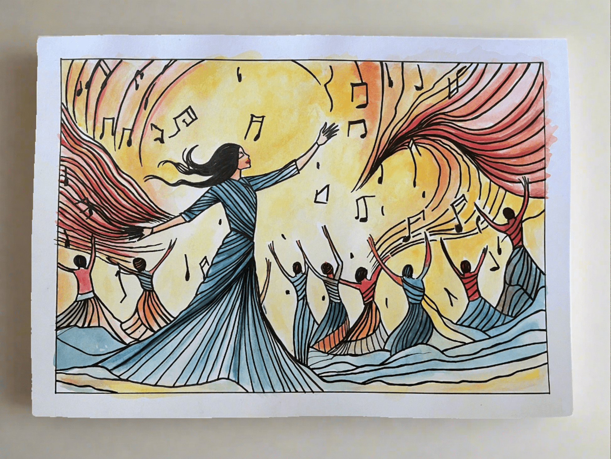 Artwork A Symphony of Dance | Pen and Ink Watercolor Painting San Rocco Italia