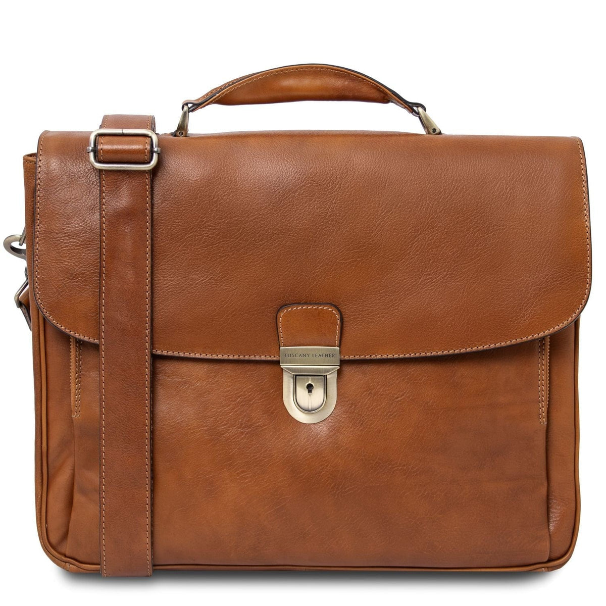 Leather briefcases Natural Alessandria - Matte leather multi compartment TL SMART laptop briefcase | TL142067 San Rocco Italia
