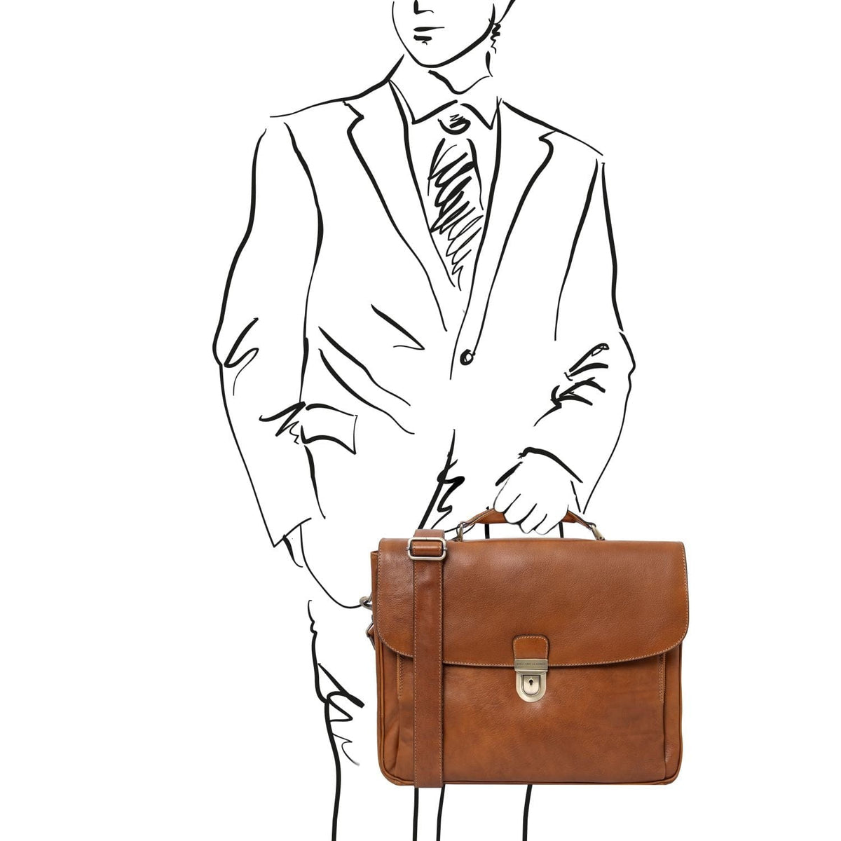 Leather briefcases Alessandria - Matte leather multi compartment TL SMART laptop briefcase | TL142067 San Rocco Italia