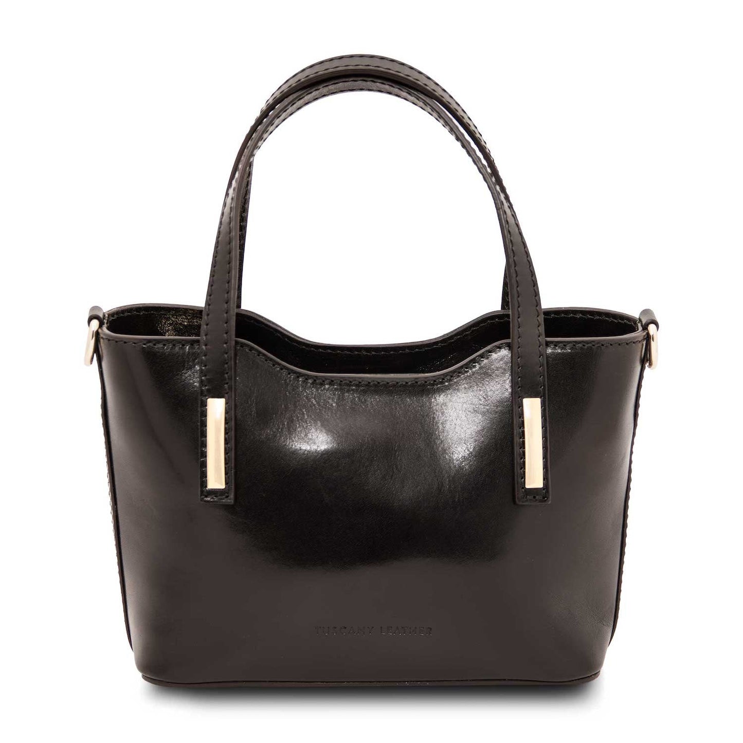 Leather handbags Black Amelia - Italian leather mini tote bag | TL142406 San Rocco Italia