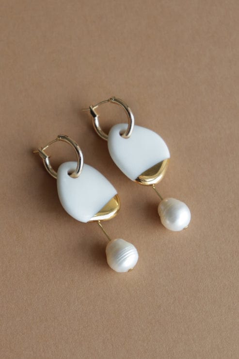 Arp Pearl And Porcelain Earrings - White - Premium - Shop now at San Rocco Italia