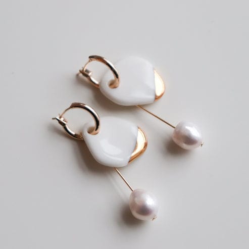 Arp Pearl And Porcelain Earrings - White - Premium - Shop now at San Rocco Italia
