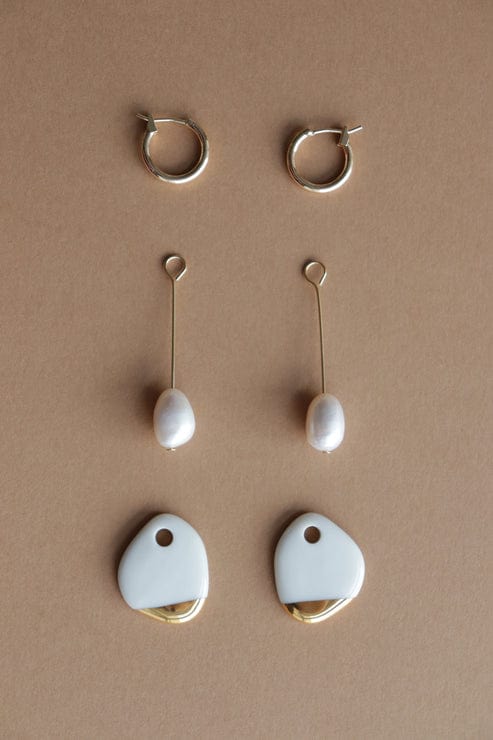 Arp Pearl And Porcelain Earrings - White - Premium - Shop now at San Rocco Italia