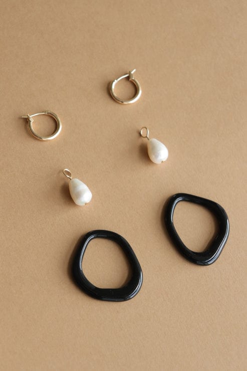 Arp Pearl and Porcelain Hoop Earrings - Black - Premium Earrings - Shop now at San Rocco Italia