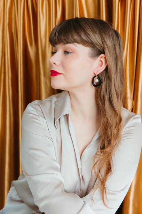 Arp Pearl and Porcelain Hoop Earrings - Black - Premium Earrings - Shop now at San Rocco Italia
