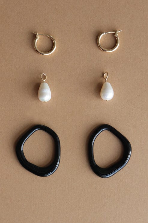 Arp Pearl and Porcelain Hoop Earrings - Black - Premium Earrings - Shop now at San Rocco Italia