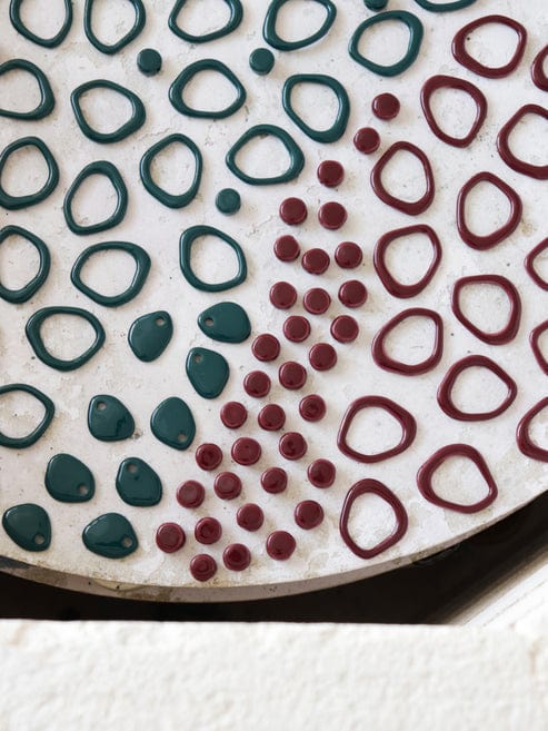 Earrings Arp Pearl and Porcelain Hoop Earrings- Burgundy San Rocco Italia