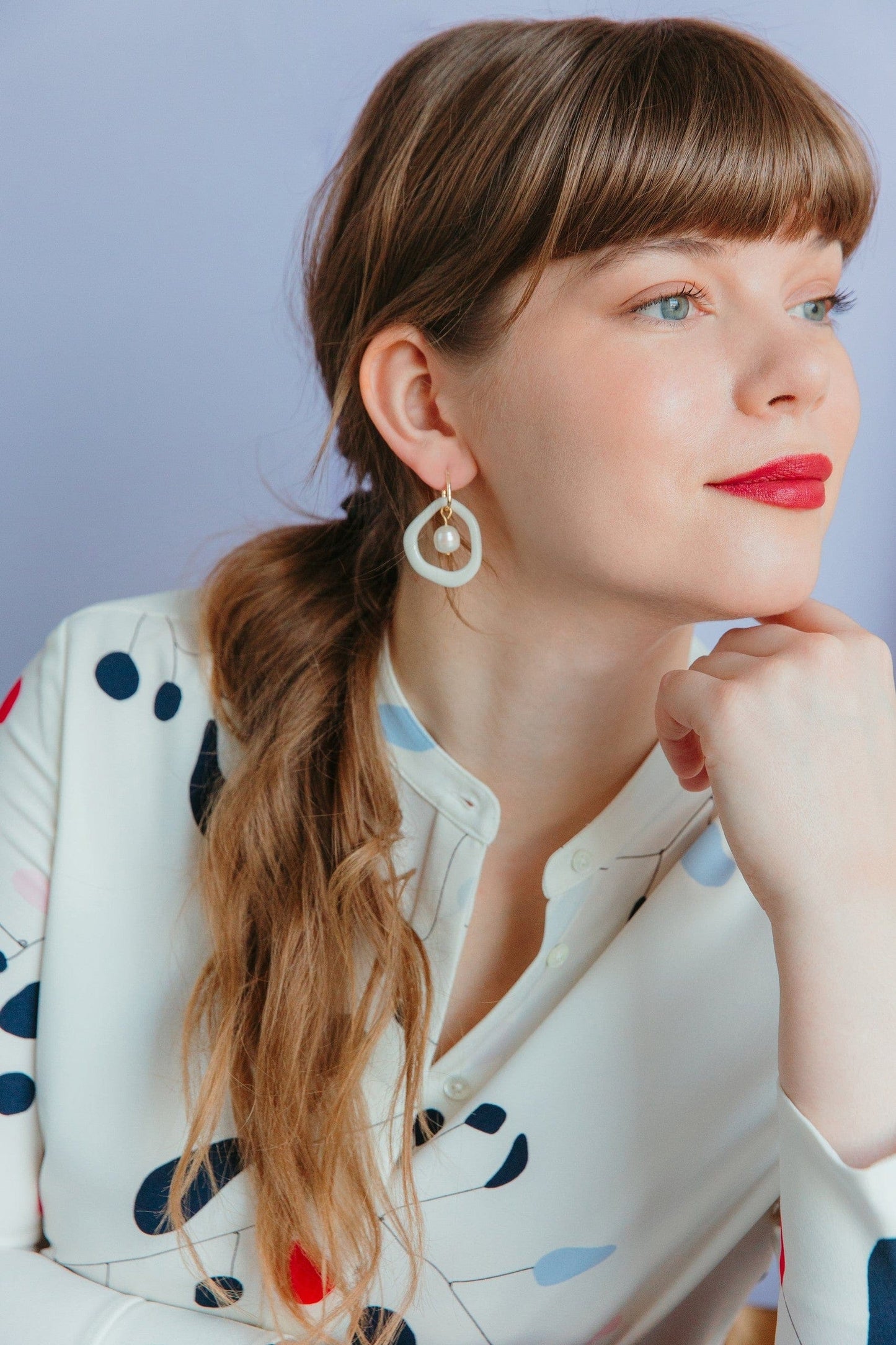 Arp Pearl and Porcelain Hoops - White - Premium - Shop now at San Rocco Italia