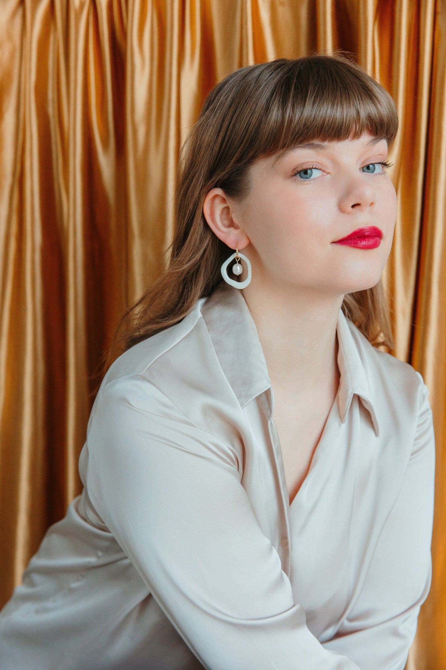 Arp Pearl and Porcelain Hoops - White - Premium - Shop now at San Rocco Italia