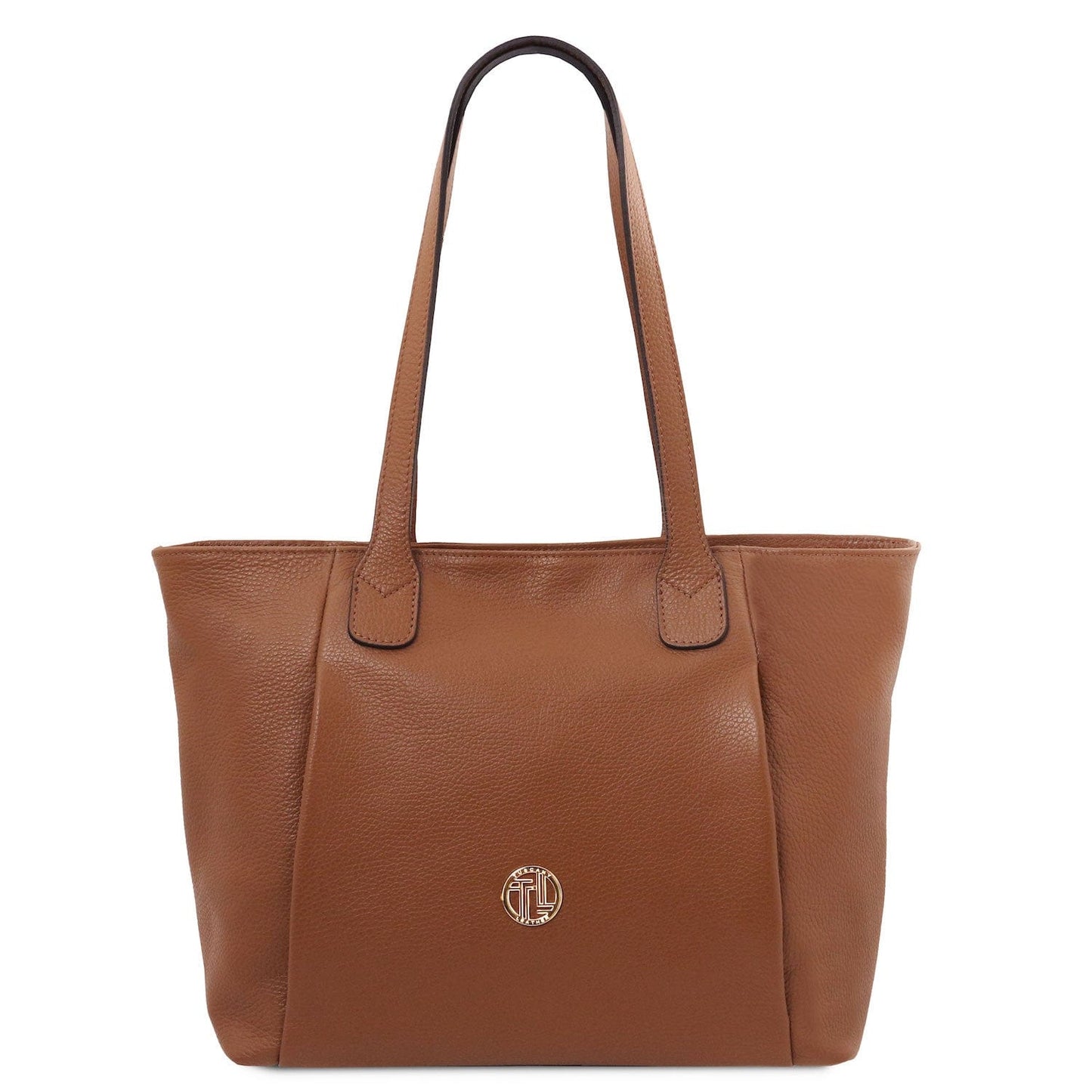 Leather shoulder bags Cognac Blake - Soft leather tote bag | TL142411 San Rocco Italia