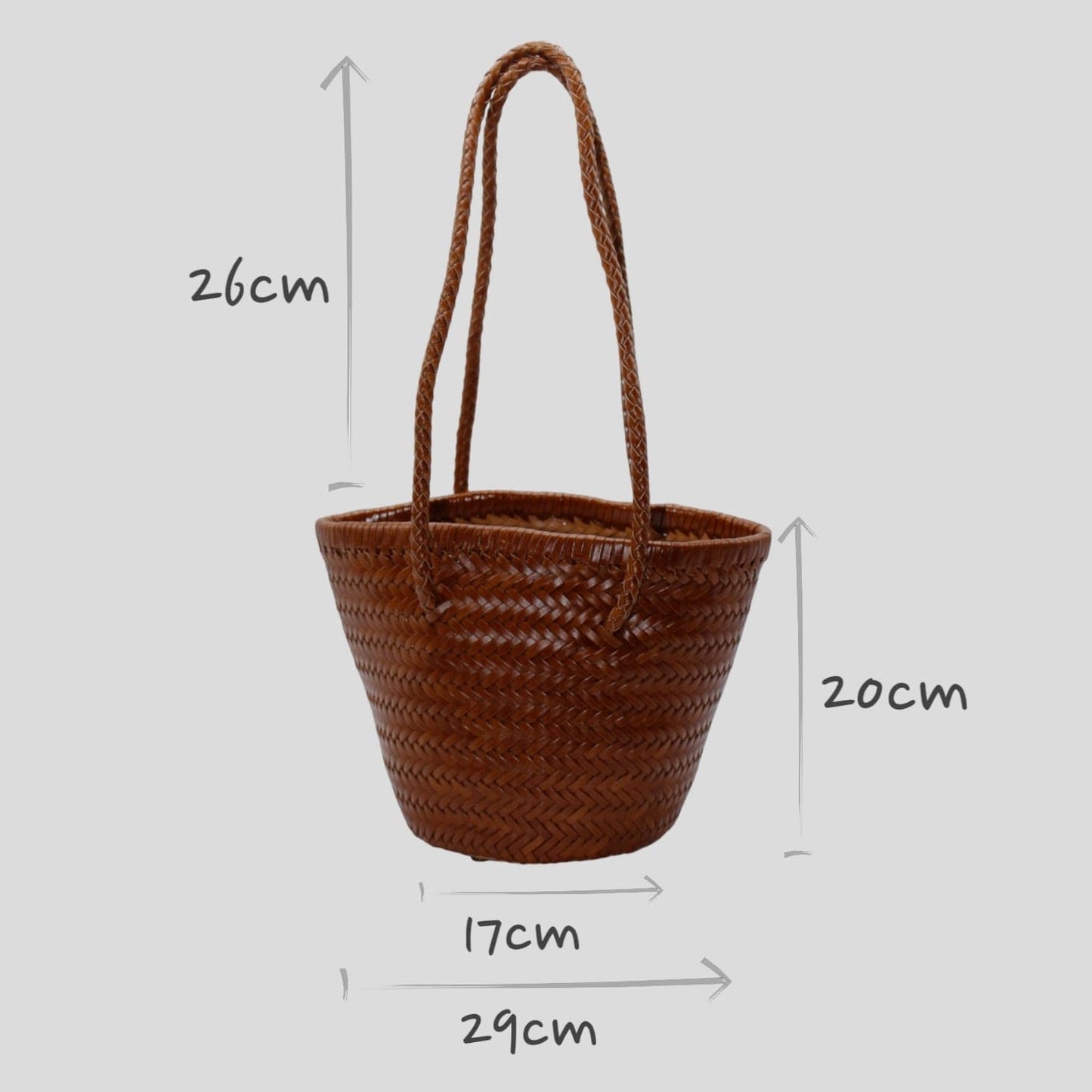 Handbag & Wallet Accessories Carmel- Hand Woven Leather Shoulder Bucket Bag Brown San Rocco Italia