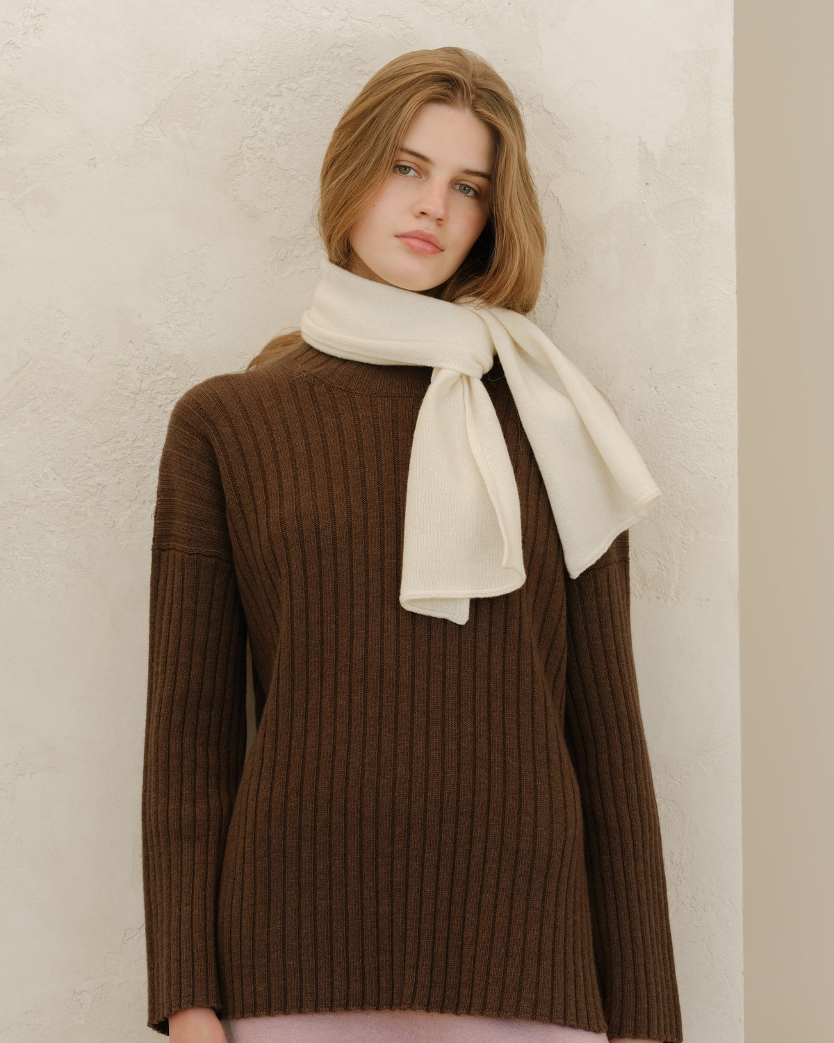 Knitwear Natural White Cashmere Mix Scarf San Rocco Italia