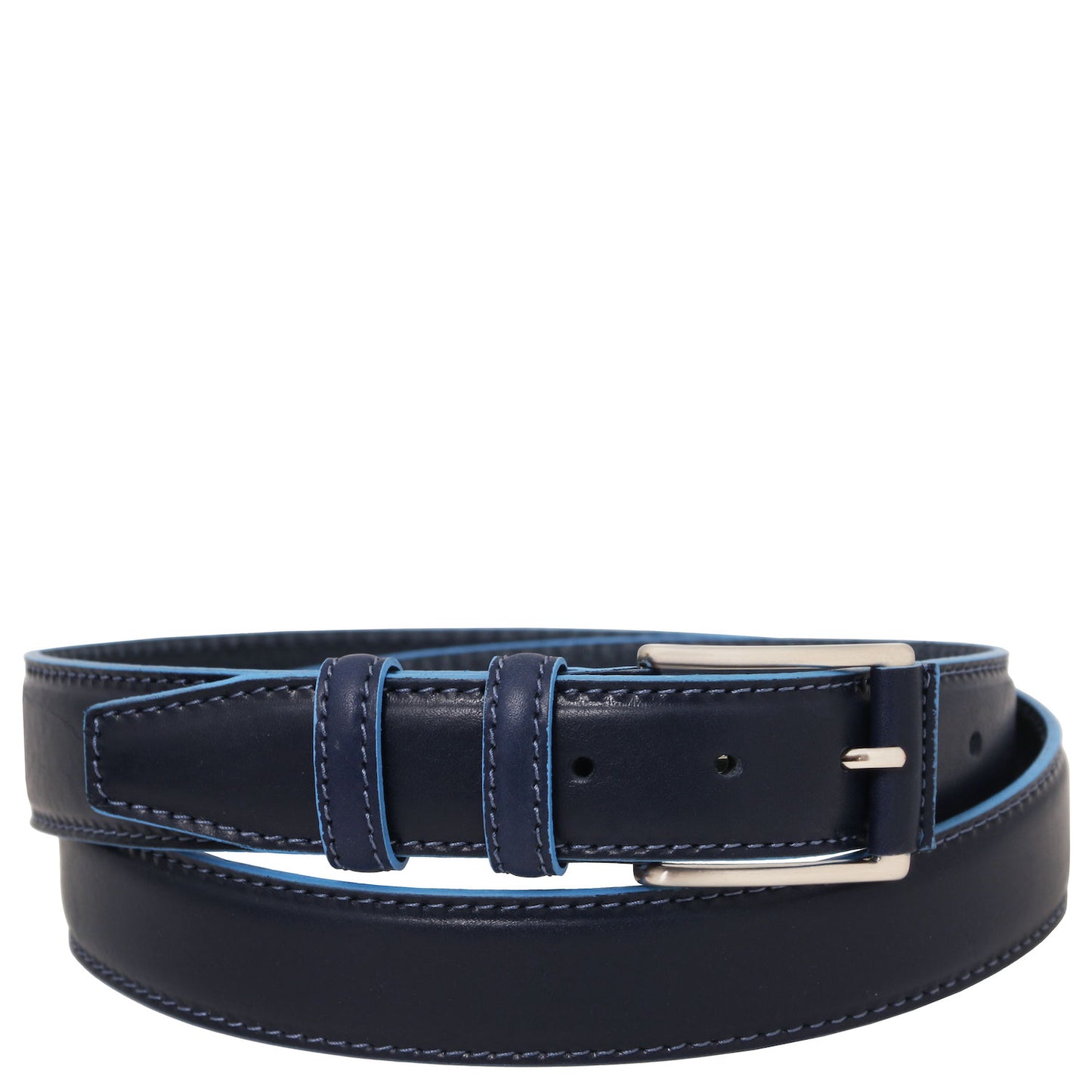 Leather Belts for men Dark Blue / 95 cm Casual leather belt 35mm with light blue edges | TL142528 San Rocco Italia