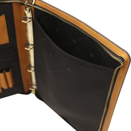 Cesare - Leather document case with handle and ring binder | TL142554