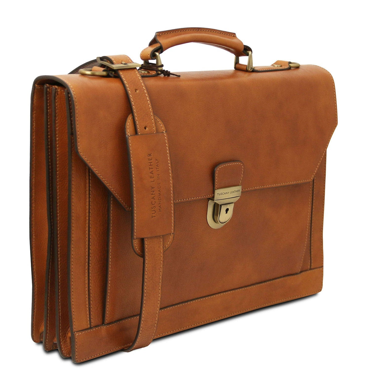 Leder-Aktentaschen Cremona - 3 compartment matte leather briefcase | TL142448 San Rocco Italia