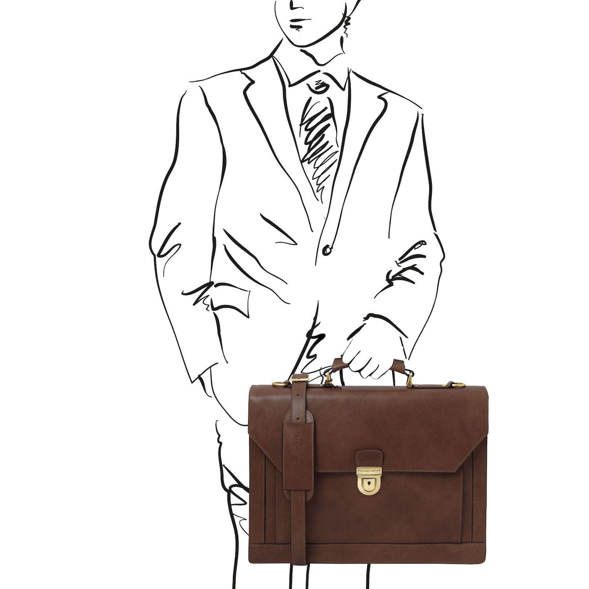 Leder-Aktentaschen Cremona - 3 compartment matte leather briefcase | TL142448 San Rocco Italia