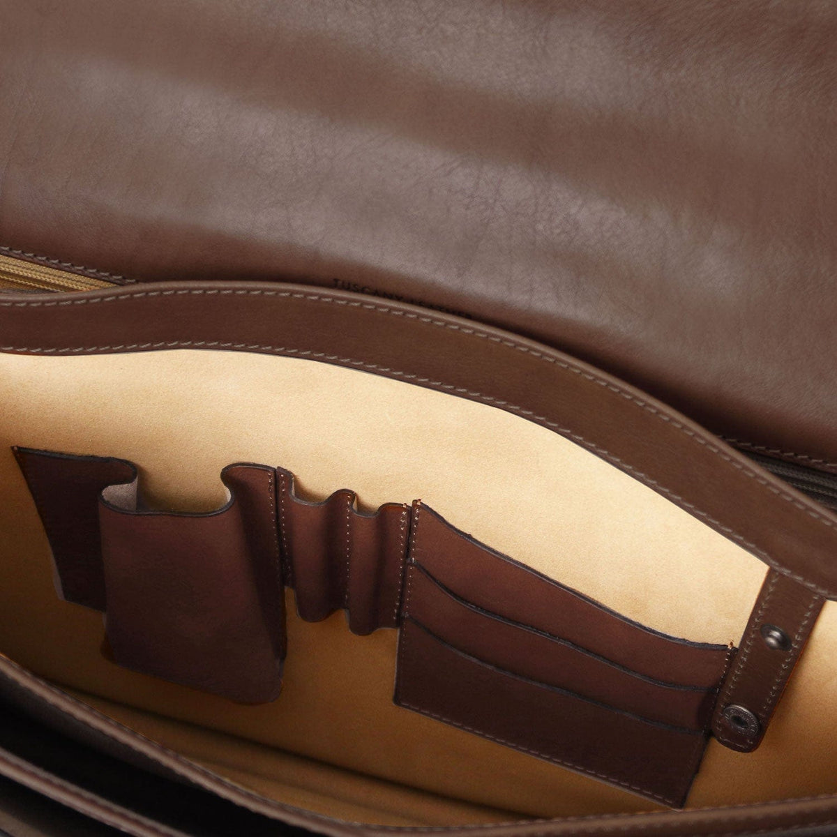 Leder-Aktentaschen Cremona - 3 compartment matte leather briefcase | TL142448 San Rocco Italia