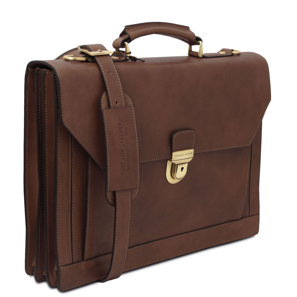 Leder-Aktentaschen Cremona - 3 compartment matte leather briefcase | TL142448 San Rocco Italia