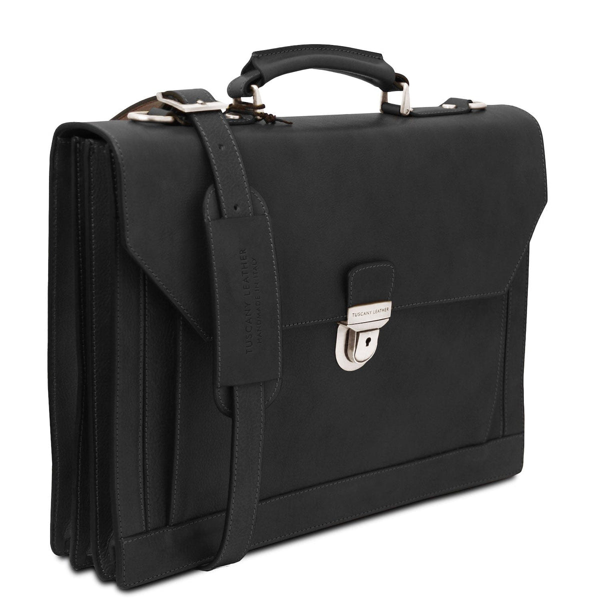 Leder-Aktentaschen Cremona - 3 compartment matte leather briefcase | TL142448 San Rocco Italia