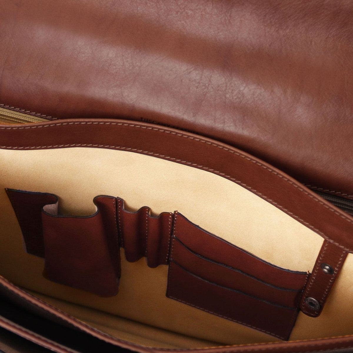 Leder-Aktentaschen Cremona - 3 compartment matte leather briefcase | TL142448 San Rocco Italia