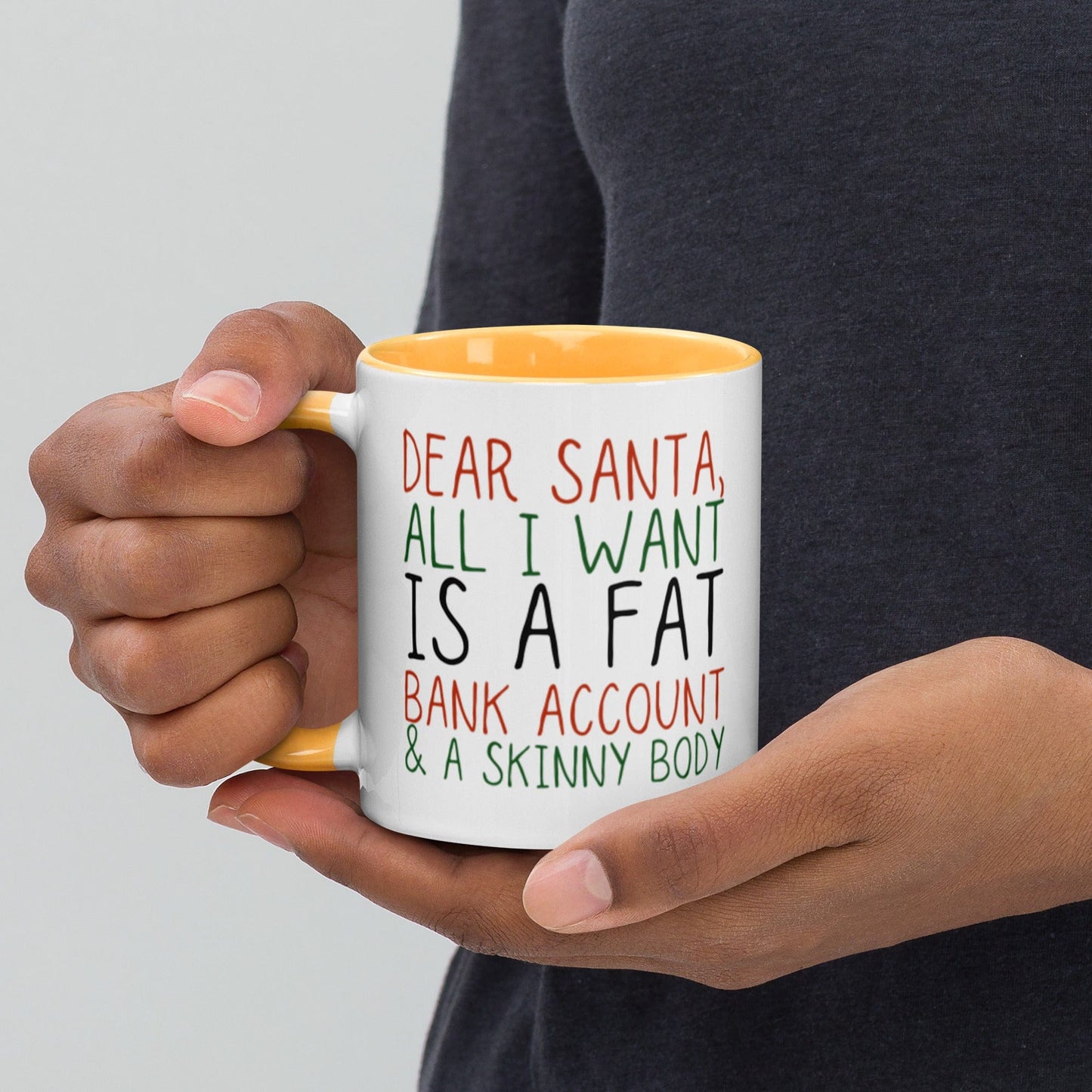 Mugs Golden Yellow Dear Santa - Please Don't Mix it up Mug with Color Inside San Rocco Italia