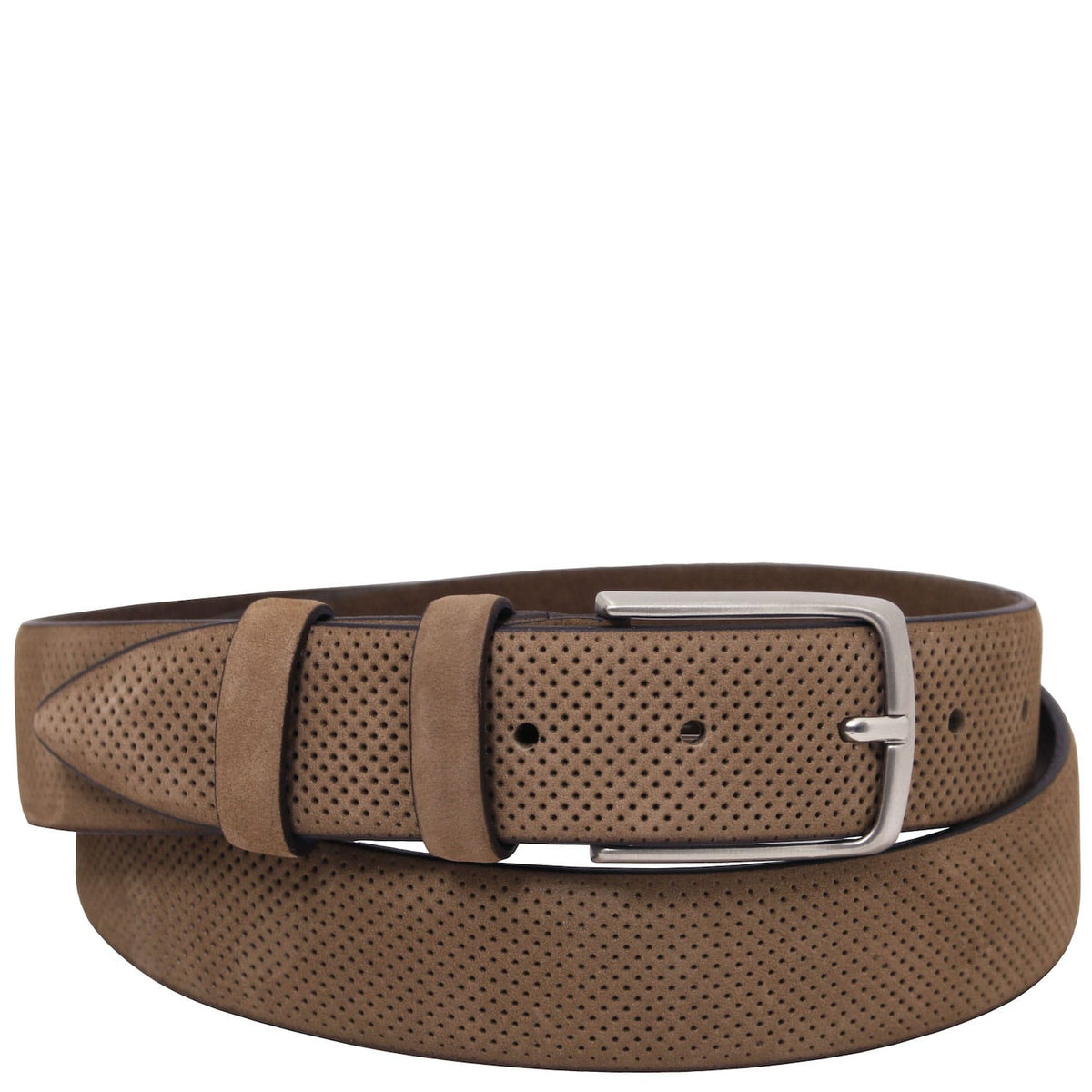 Ceintures en cuir pour homme Taupe / 95 cm – Élégante ceinture en nubuck perforé 35 mm | TL142535 San Rocco Italia