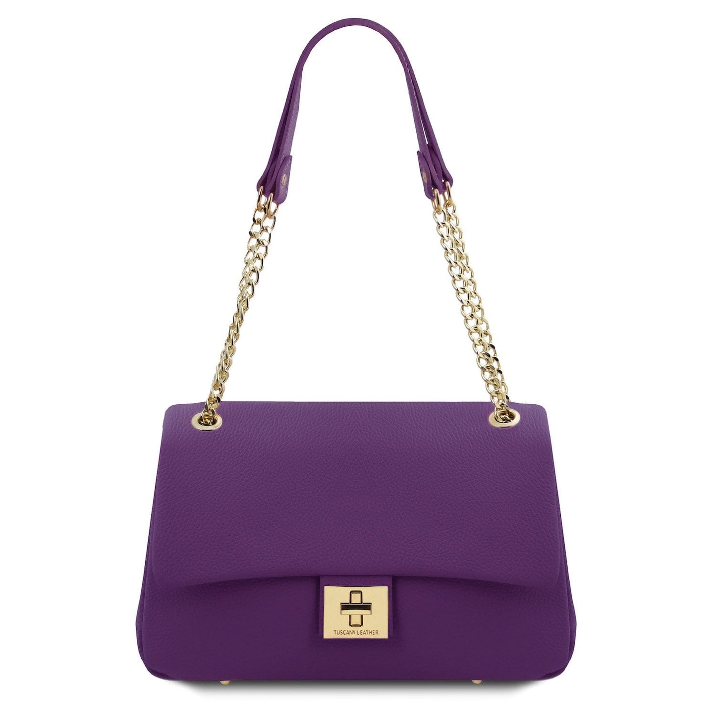 Leather handbags Purple Elettra - Soft leather shoulder bag with chain strap | TL142353 San Rocco Italia